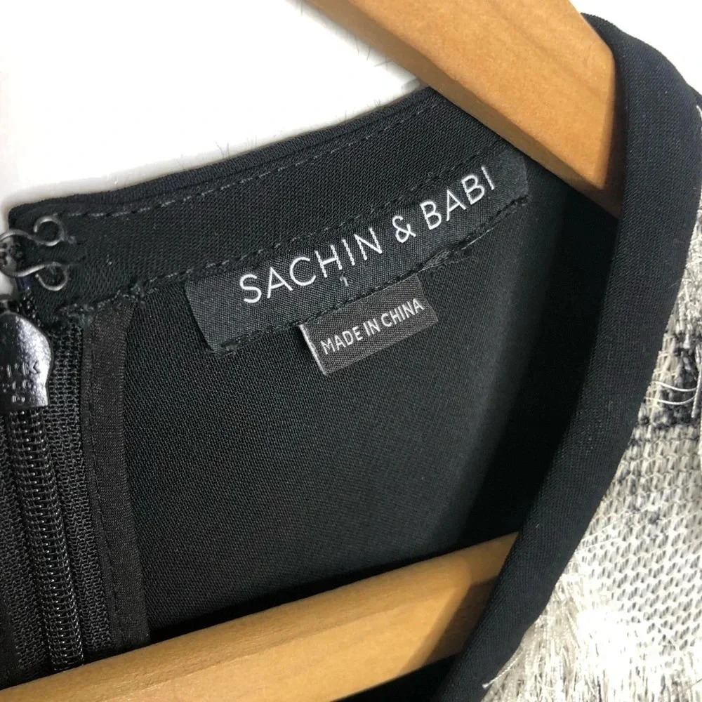 Sachin + Babi Black White Eyelash Fringe Sleeveless Blouse Top Size S - Picture 7 of 11